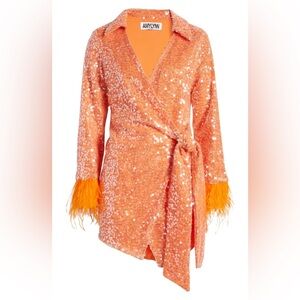 AMYLYNN Orange Sequin Mini Dress